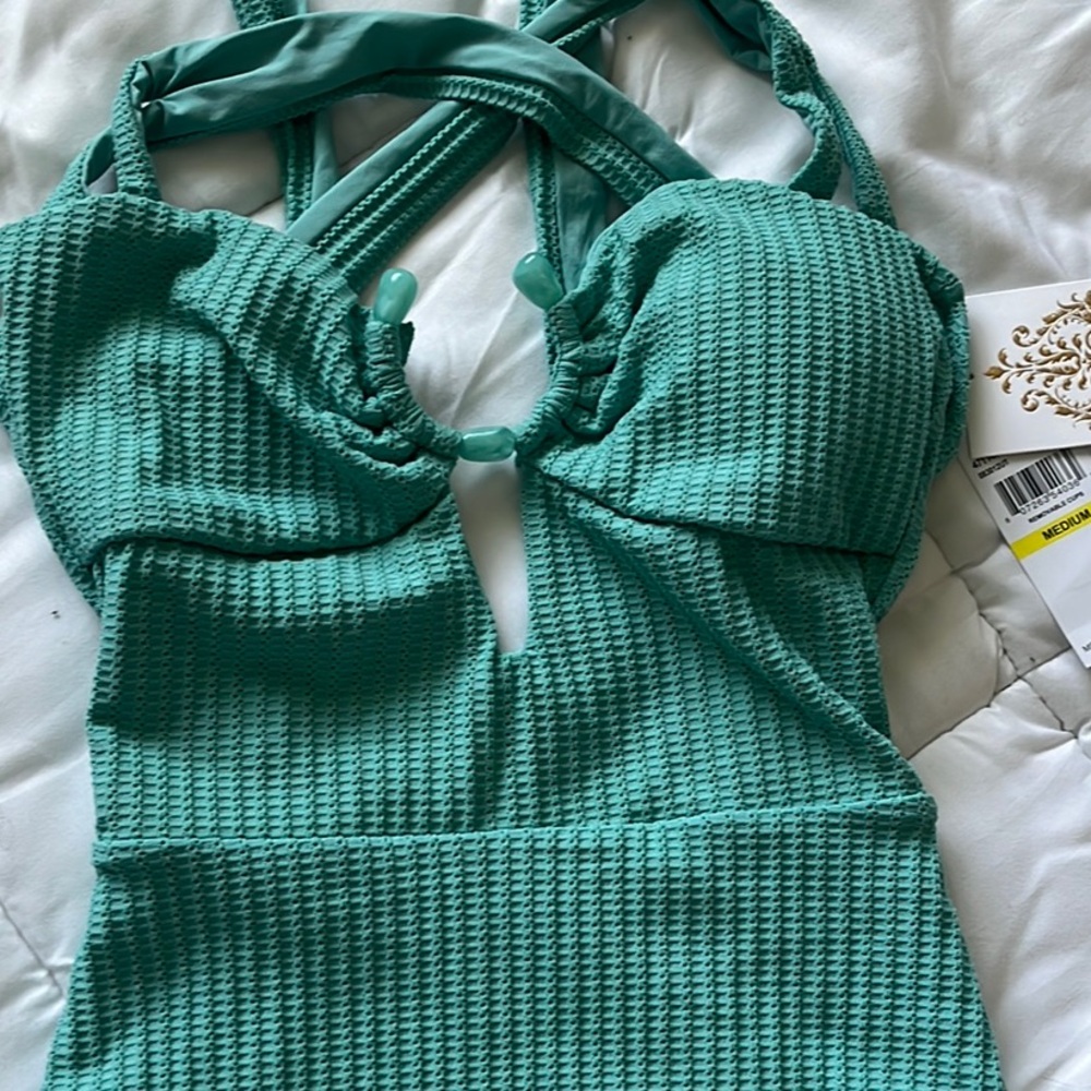 BECCA Teal Textured Swimsuit